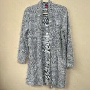 VINCE CAMUTO Fuzzy Silver Cardigan with Pockets